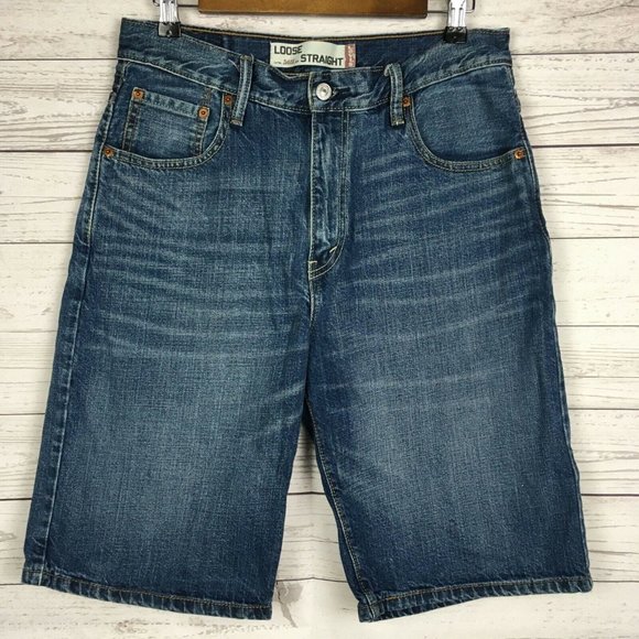 Levis Mens 569 Loose Straight Denim Shorts 30 Blue Jean - Picture 5 of 8
